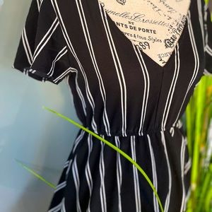 Black and white striped dress